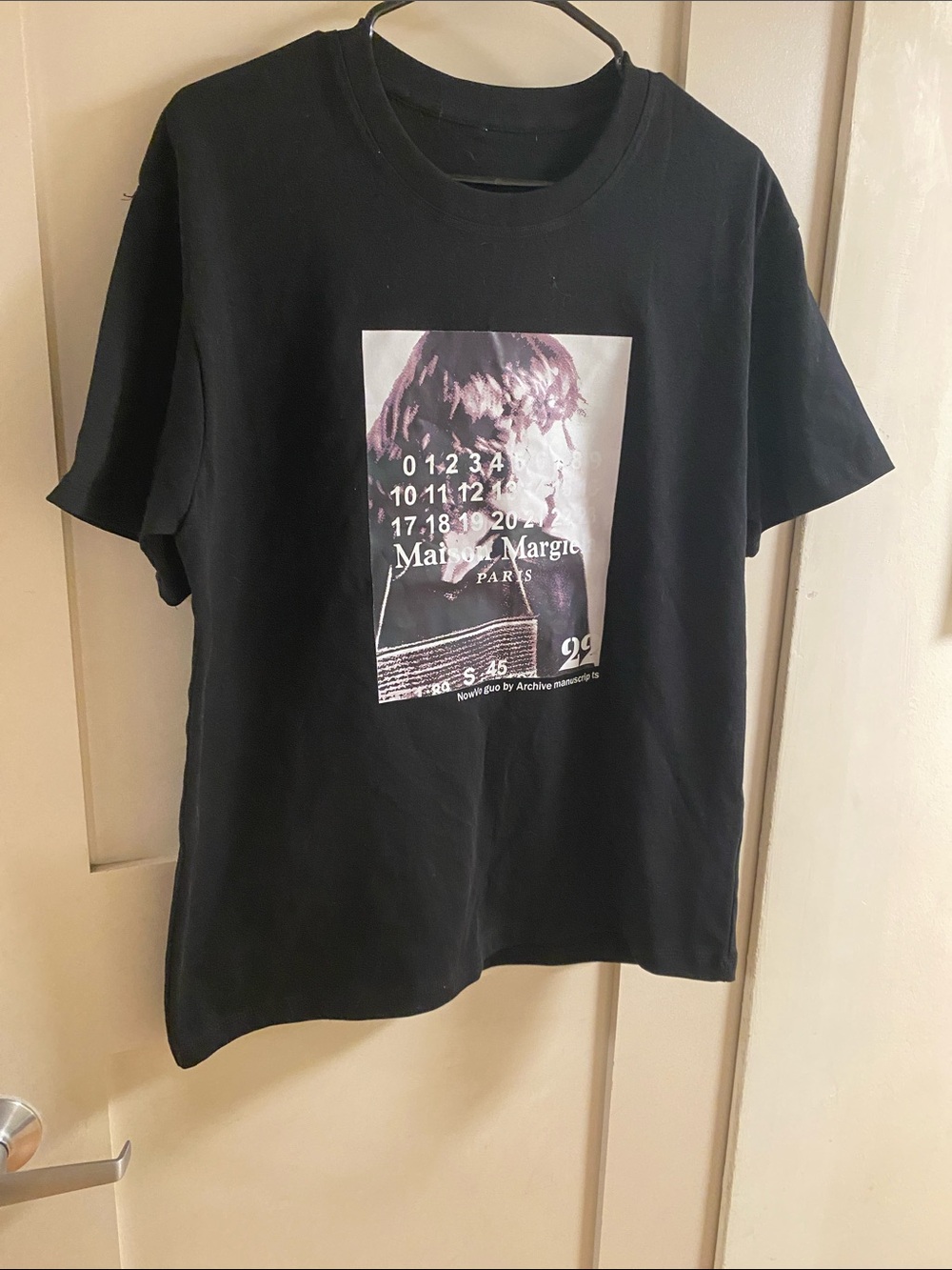 Maison Martin Margiela Black Graphic Photo Tee with Monochrome Print